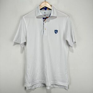 Fairway & Greene White Polo with Blue collar Accents